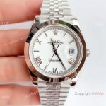 Noob Factory Copy Rolex Datejust 41 White Roman Dial Watch Swiss 3235 V3
